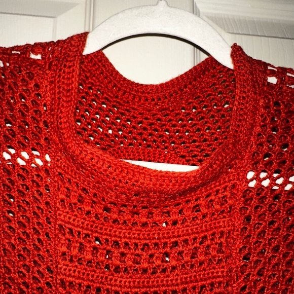 Free People burnt orange crochet bohemian boho sleeved dress beach summer XS - Picture 4 of 16